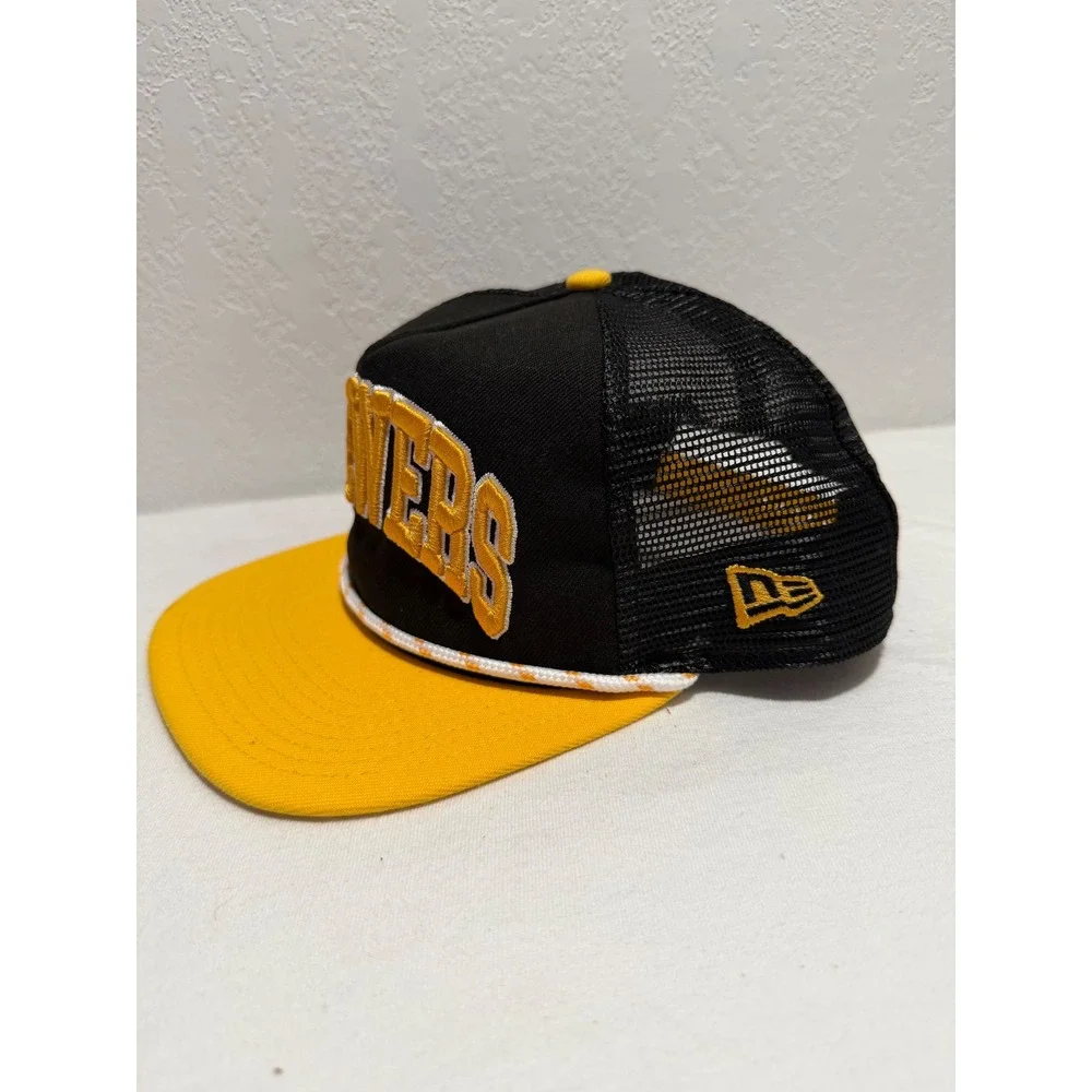 New Era Milwaukee Brewers Golfer Snapback Hat Black Yellow Mesh Trucker Rope Cap